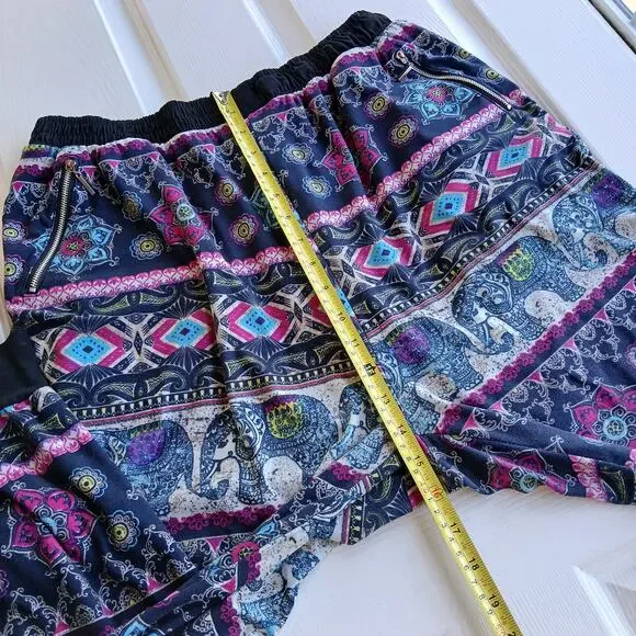 Bae City Elephant Print Harem Pants 3X joggers lounging PJ pajama pants pockets - Picture 11 of 16